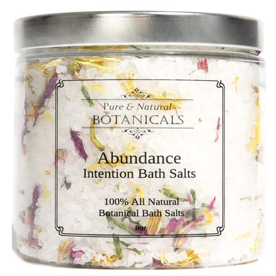 Abundance Intention Bath Salts 8 oz | 100% All Natural | Manifestation, Prosperity & Law of Attraction Rituals | Intentions Wiccan Pagan Magick Spirituality