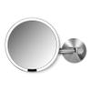 simplehuman, Brushed 8" Round Wall Mount Sensor Makeup Mirror, 5x Magnification, Hard-Wired (100-240v), Stainless Steel, 8" view 1