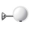 simplehuman, Brushed 8" Round Wall Mount Sensor Makeup Mirror, 5x Magnification, Hard-Wired (100-240v), Stainless Steel, 8" view 2
