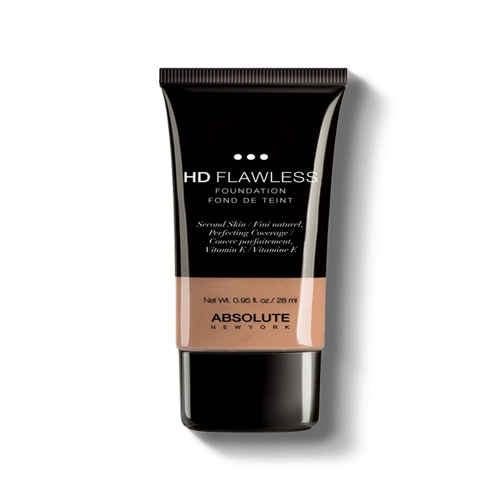Absolute New York HD Flawless Fluid Foundation, Lightweight and Buildable, Water-Based Liquid Foundation, Healthy Radiance To The Skin (AHDF05 Honey, .95 fl oz)