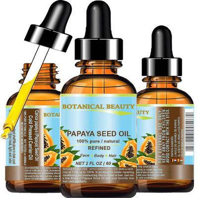 Botanical Beauty PAPAYA SEED OIL 100% Pure Natural Undiluted Refined Cold Pressed Carrier Oil. 2 Fl.oz.- 60 ml. for Face, Skin, Hair Lip Care, Nails. Rich in Vitamin C