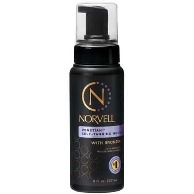 Norvell Venetian Sunless Self Tanner Mousse with Bronzer, 8 Fl Oz - Instant Self Tanning - Natural Looking - Anti-Orange - Fake Tan for Bronzing Glow