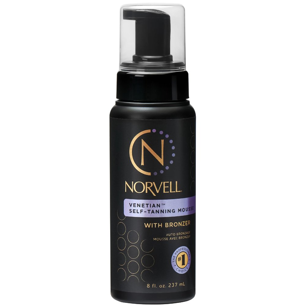 Norvell Venetian Sunless Self Tanner Mousse with Bronzer, 8 Fl Oz - Instant Self Tanning - Natural Looking - Anti-Orange - Fake Tan for Bronzing Glow