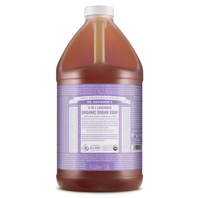Dr. Bronner's Organic Sugar Soap (Lavender, 64 Ounce)- Made with Organic Oils, Sugar & Shikakai Powder, 4-in-1 Uses: Hand and Body Wash, Face, Hair- Cleanses, Moisturizes, Nourishes, Vegan