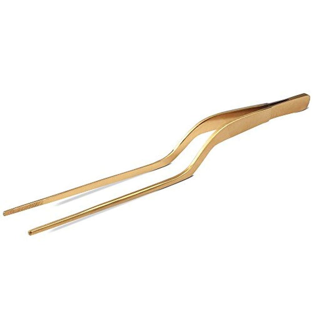 JB Prince Gold Offset Fine Tip Tweezer - 7.8-in