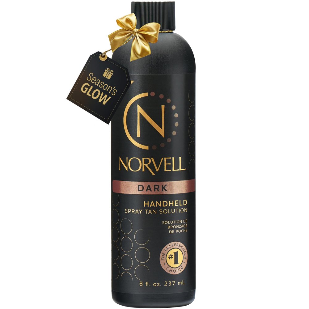 Norvell Premium Spray Tan Solution Dark 8 fl oz Professional Sunless Tanning Formula for Deep Natural Bronze, Streak Free, Fast Drying, Long Lasting Color