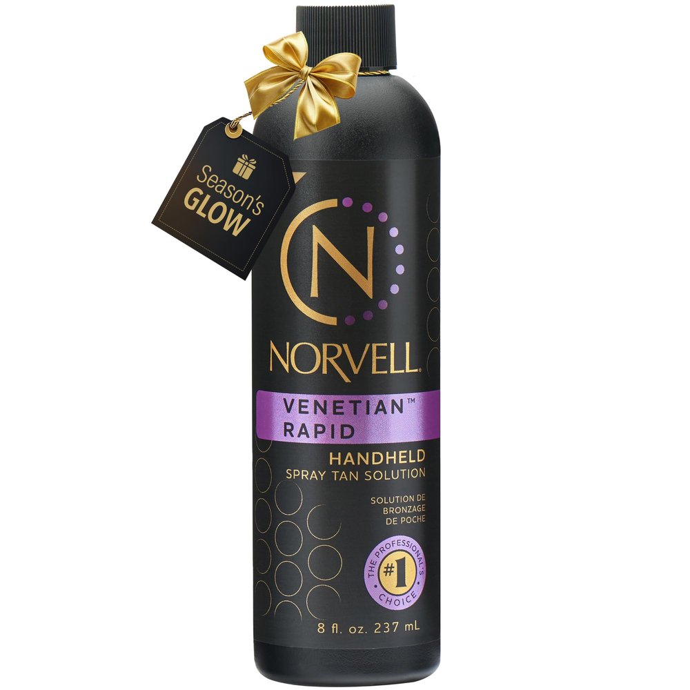 Norvell Premium Rapid Spray Tan Solution Venetian One 8 fl oz Professional Sunless Tanning Formula for Ultra Fast Natural Bronze Glow, Streak Free, Fast Drying, Long Lasting Color