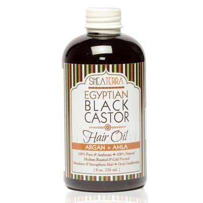 Shea Terra Organics 100 Percent Pure Egyptian Black Castor Extra Virgin Oil Argan and Amla | All-Natural Strengthening and Conditioning Hair Oil for Healthy Hair Growth and Scalp 8 oz