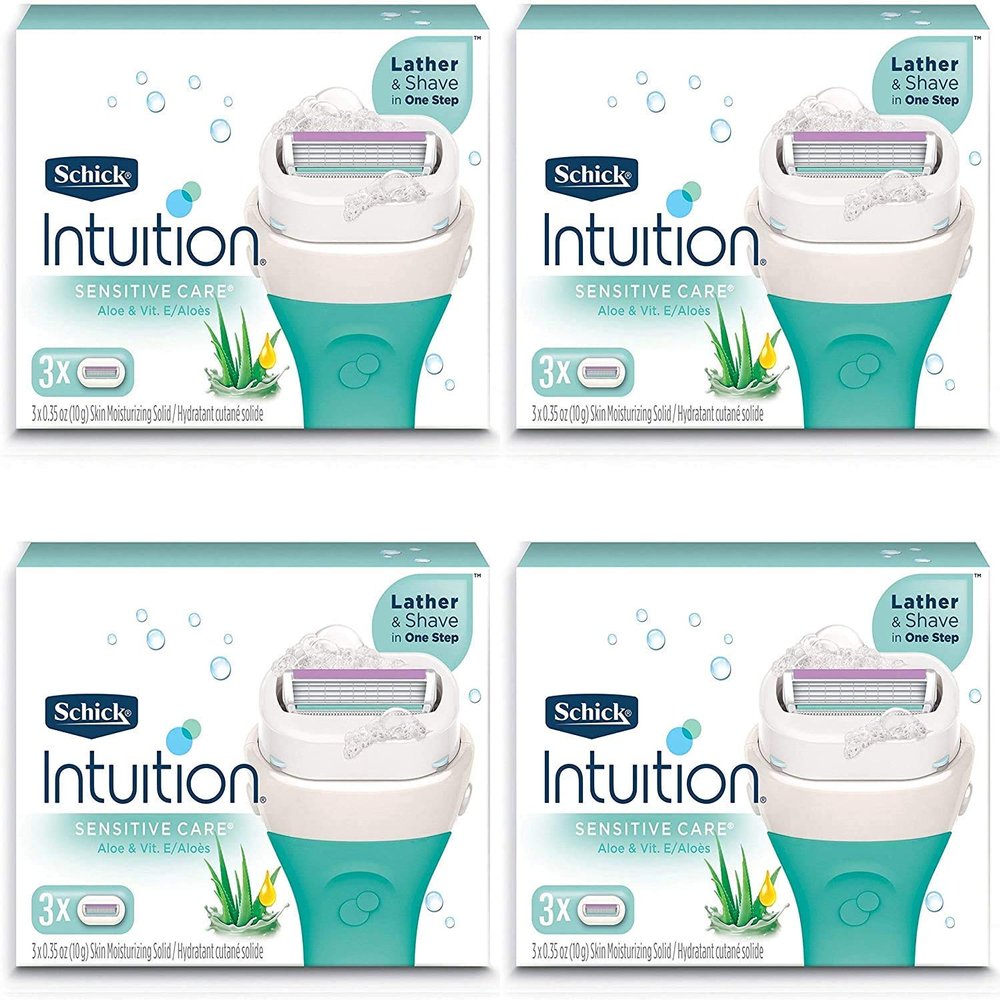 Schick Intuition Pure Nourishment Womens Razor Refills with Coconut Milk and Almond Oil, 3 Count (Pack of 4)