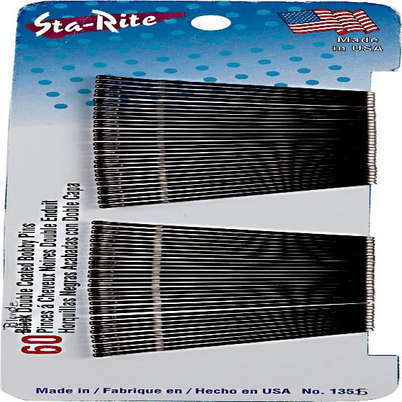 Sta-Rite Bobby Pins, Black, 60 Count, 1 Pack, Women's Adult Bobby Pins