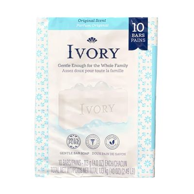 Ivory Original Bar Soap (10 Bars of 4 Oz Each), 39.8 Oz