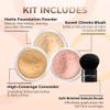 4pc (WARM Neutral Shade-Most Popular) KIT w/KABUKI BRUSH Mineral Makeup Matte Loose Powder Foundation Concealer Blush Long Lasting Bare Face Cosmetics view 2