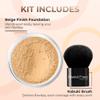 2pc FOUNDATION with KABUKI BRUSH Mineral Makeup (BEIGE) Matte Loose Powder Bare Face Cosmetics Full Coverage Long Lasting All Skin Types SPF 18 view 2