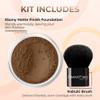 2pc FOUNDATION with KABUKI BRUSH Mineral Makeup (EBONY) Matte Loose Powder Bare Face Cosmetics Full Coverage Long Lasting All Skin Types SPF 18 view 2