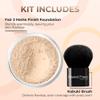 2pc FOUNDATION with KABUKI BRUSH Mineral Makeup (FAIR 2) Matte Loose Powder Bare Face Cosmetics Full Coverage Long Lasting All Skin Types SPF 18 view 2