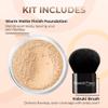 2pc FOUNDATION with KABUKI BRUSH Mineral Makeup (WARM Neutral Shade-Most Popular) Matte Loose Powder Bare Face Cosmetics Full Coverage Long Lasting All Skin Types SPF 18 view 2