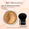 2pc FOUNDATION with KABUKI BRUSH Mineral Makeup (DEEP TAN) Matte Loose Powder Bare Face Cosmetics Full Coverage Long Lasting All Skin Types SPF 18 view 2