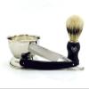 5 PC WET SHAVING SET- CUT THROAT RAZOR, CUP, BRUSH, SOAP & 100 BLADES view 1