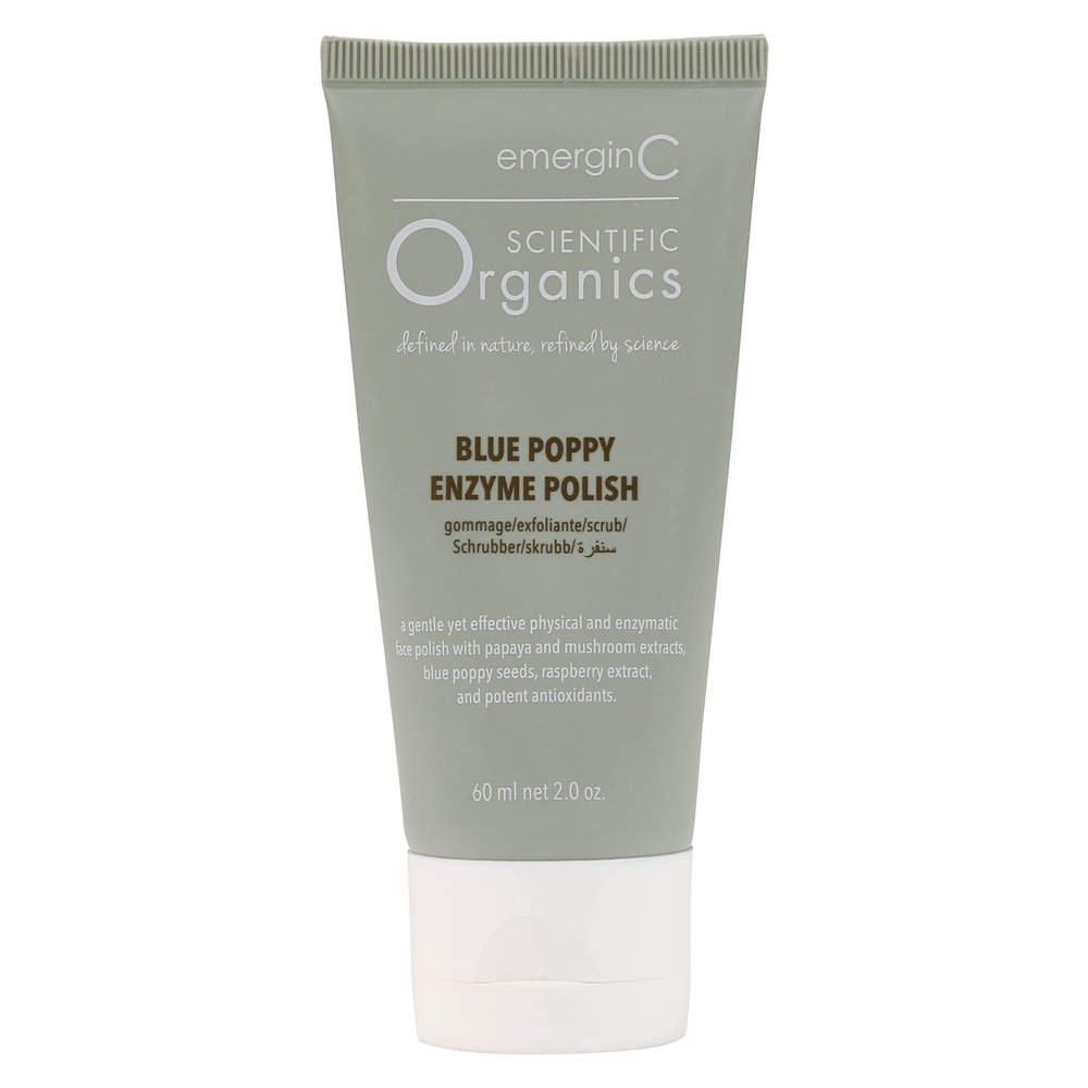 emerginC Scientific Organics Blue Poppy Enzyme Brightening Polish - Exfoliating Enzyme Face Scrub - Gently Removes Dead Skin Cells, Visibly Smoothes Texture + Tone (2 oz, 60 ml)