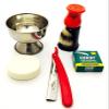 5 PC WET SHAVING SET- CUT THROAT RAZOR, CUP, BRUSH, SOAP & 100 BLADES Shaving Complete Set with Gift Box, 5 Piece, Chrome, Pure Badger Hair Shaving Brush & Manual Razor view 1