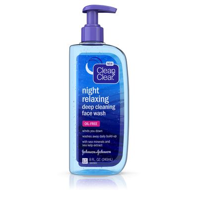 Clean & Clear Night Relaxing Oil-Free Deep Cleaning Face Wash with Deep Sea Minerals & Sea Kelp Extract, For All Skin Types, 8 fl. oz