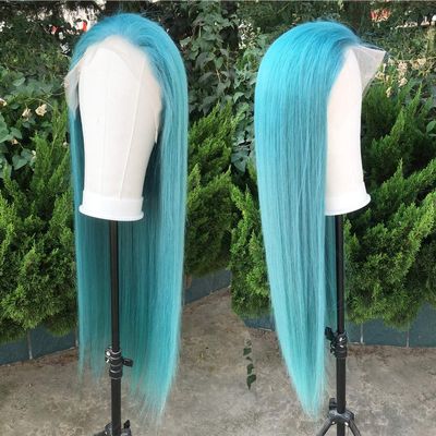 Nobel Hair Light Blue Color Lace Front Human Hair Wigs for Women With Baby Hair Natural Hairline Peruvian Virgin Hair 20Inch