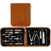 3 Swords Germany - brand quality 12 piece manicure pedicure grooming kit set for professional finger & toe nail care with cognac synthetic leather case - Made in Germany view 1