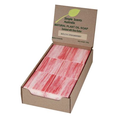 Melon Strawberry Scented Natural Soap Bars (12 Bars), 3.5oz Moisturizing French Triple Milled Soap Bars Enriched with Shea Butter - Pure Plant Oil Bath & Body Soaps