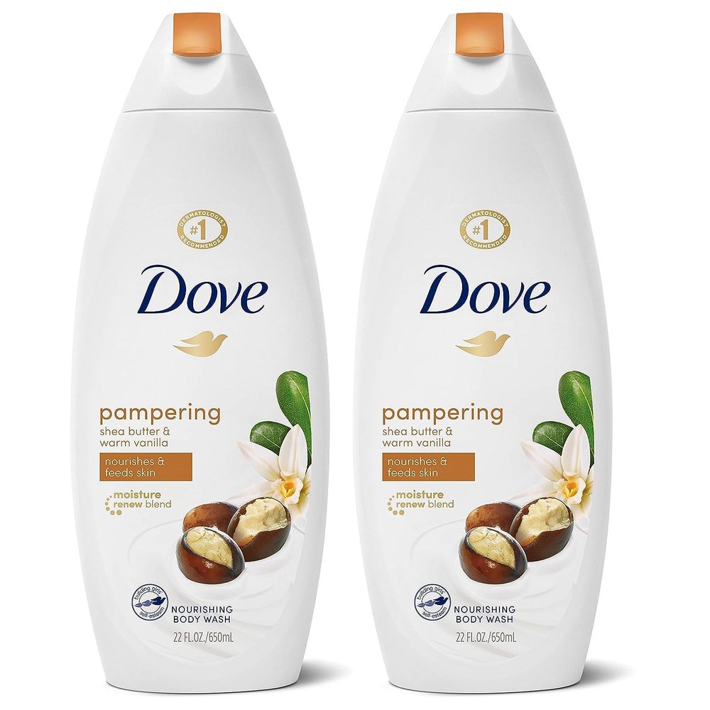 Dove Pampering Body Wash Nourishes & Feeds Skin Shea Butter with Warm Vanilla Effectively Washes Away Bacteria While Nourishing Your Skin 44.0 Fl Oz, (Pack of 2)