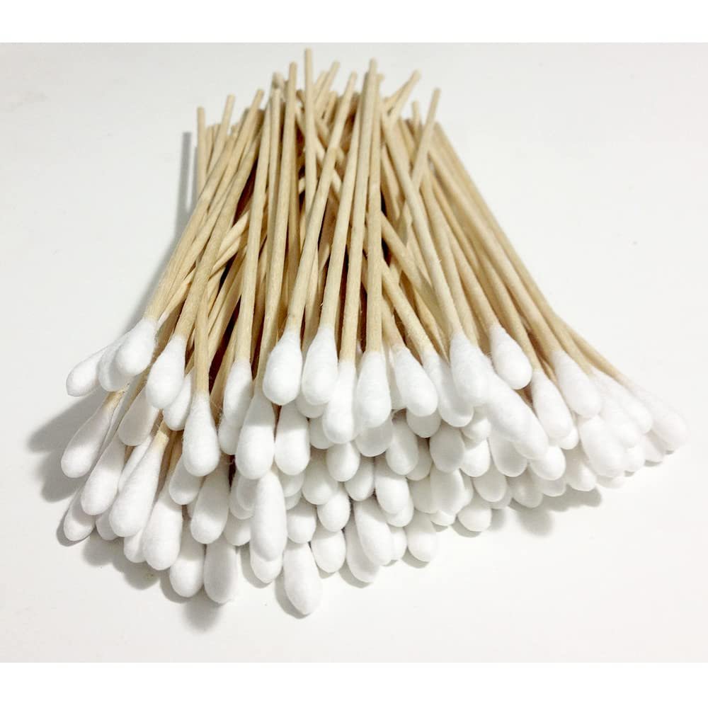 100 Pc Cotton Swab Applicator Q-tip Swabs 6" Extra Long Wood Handle Sturdy New !