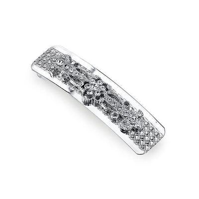 1928 Jewelry Fleur De Cristal Rectangle 2.88 Inch Hair Barrette Clip For Women (1 Pcs)
