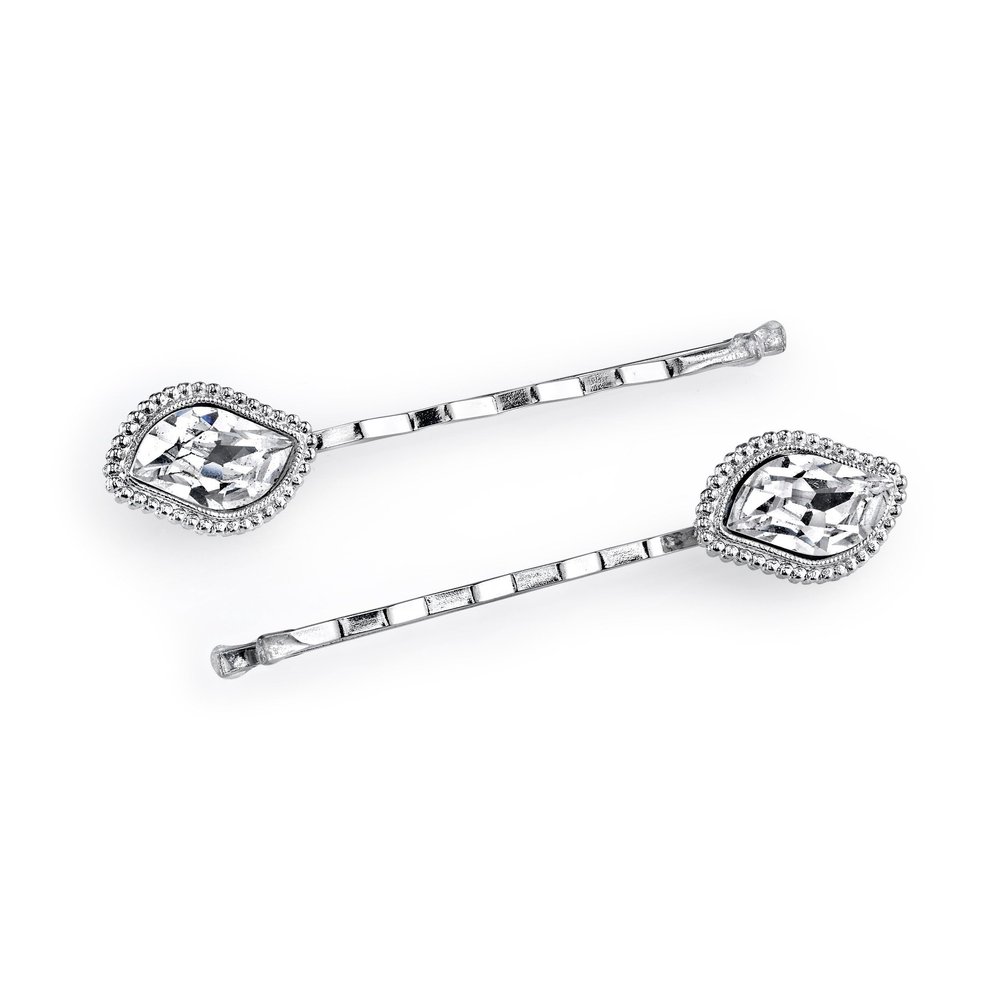 1928 Bridal Crystal Bobby Pin Set, (2 Pcs)