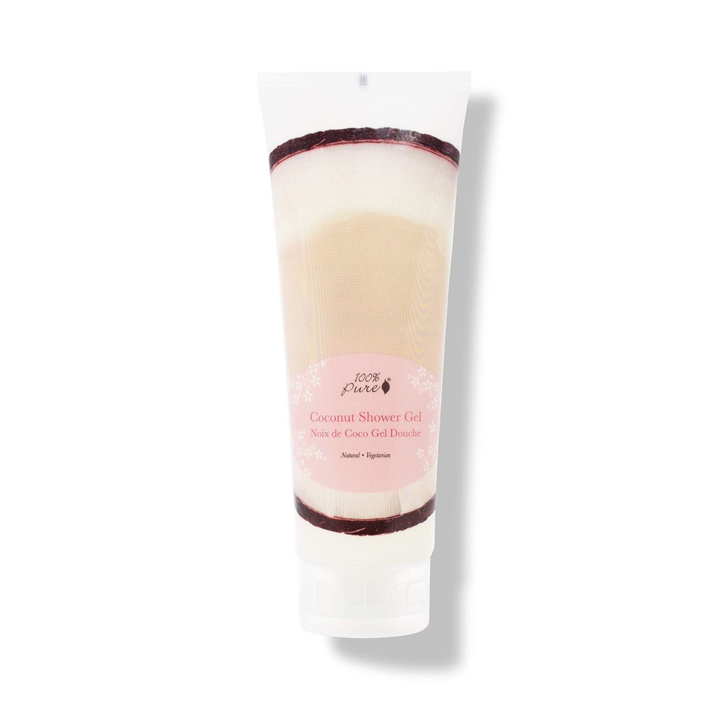 100% PURE Coconut Shower Gel Natural Foaming & Hydrating Body Wash - Deeply Moisturizing Gentle Soap Cleanser for All Skin Types, Even Sensitive - Gluten-Free - 8 Fl Oz