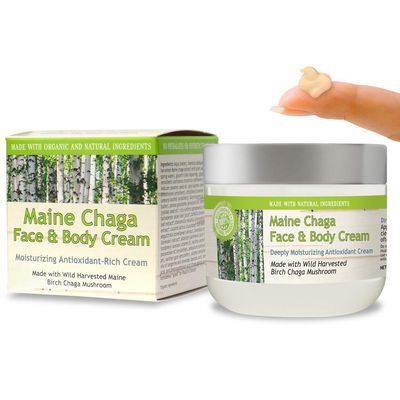 Maine Chaga Face & Body Cream | 4 oz Value Size | Made with Wild Harvested USA & Canadian Grown Chaga | Natural Ingredients | Lightweight Lotion for the Face Yet Moisturizing for the Whole Body