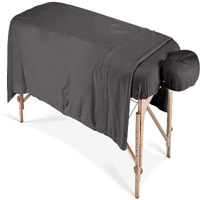 600 Thread Count Egyptian Cotton 3-Piece Massage Table Spa Sheet Set (Elephant Grey Solid)
