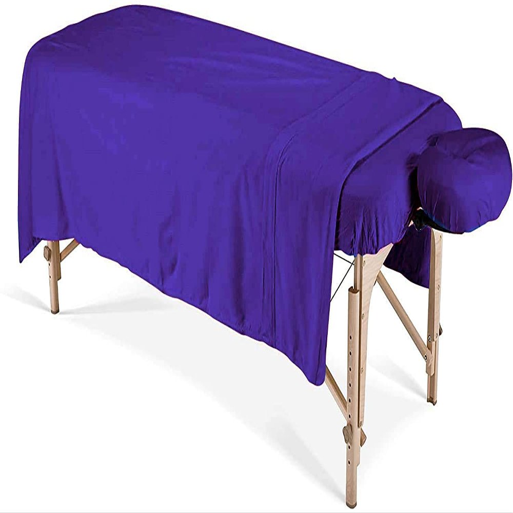 600 Thread Count 100% Egyptian Cotton 3-Piece Massage Table Spa Sheet Set (Purple Solid)