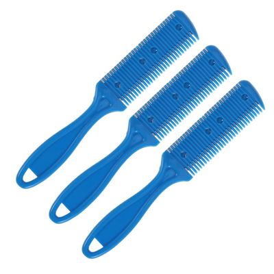 3pcs Hair Cutter Comb Double Side Haircut Scissors Metal Blade Razor Plastic Hair Comb Cutter Trimmer with Stainless Steel Blade Hair Shaper Razor for Both Long and Short Hair (Blue)