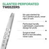 GERMANIKURE Professional Perforated Slanted Tweezers - FINOX Stainless Steel Sharp in Leather Case - Ethically Made in Solingen, Germany - 4403 view 2