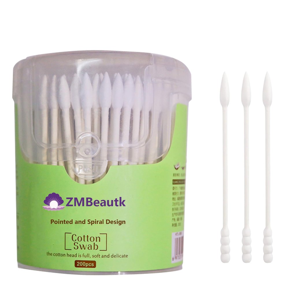 200Pcs Cotton Swabs Double Tipped Cotton Buds Spiral Head Multipurpose Safe Highly Absorbent Hygienic Cleaning Sterile Sticks