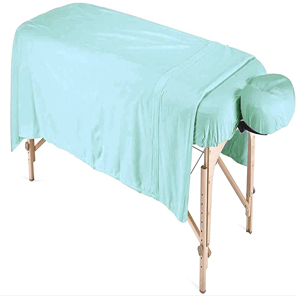 600 Thread Count 100% Egyptian Cotton 3-Piece Massage Table Spa Sheet Set (Aqua Solid)