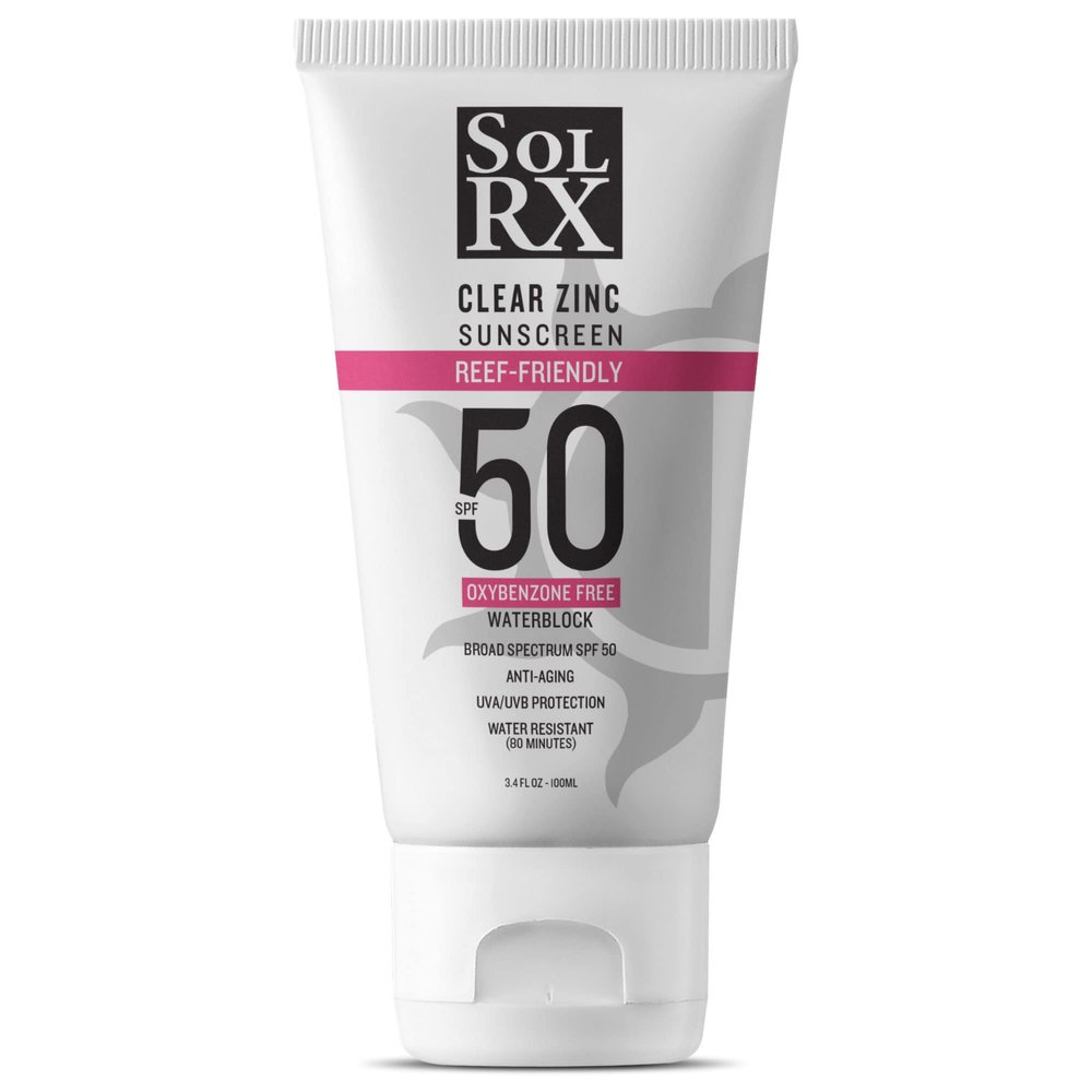 SolRX MINERAL+ SPF 50 Mineral Sunscreen with Zinc Oxide  Reef Safe, Broad Spectrum UVA/UVB Protection, Water Resistant Sunblock for Face & Body