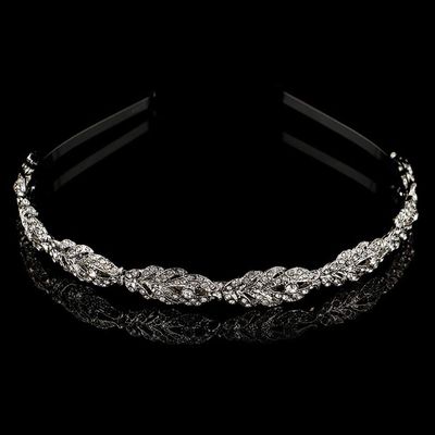 Wedding Party Rhinestone Flower Crown Headband Hair Band Bridal Crystal Headpiece Headdress Hair Accessories for Brides and Bridesmaids (Silver)