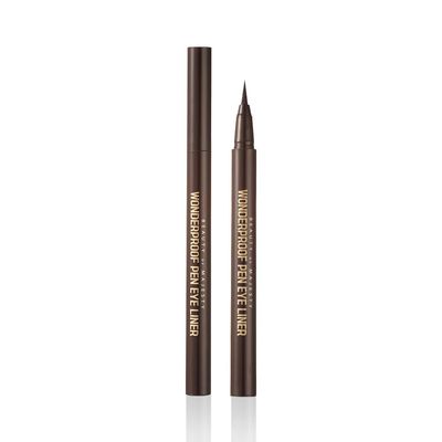 BOM COSMETICS Wonderproof Pen Eyeliner #02 Wonder Brown 0.6g liquid eyeliner with thin tip for a clear coloration, water & oil proof, paraben free, smudge-proof lines, Korean Makeup