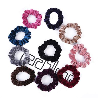 10 PCS Women Velvet Hair Ropes Scrunchies Hair Tie Elastic Bands Ponytail Holders Hair Band (Colour Random)