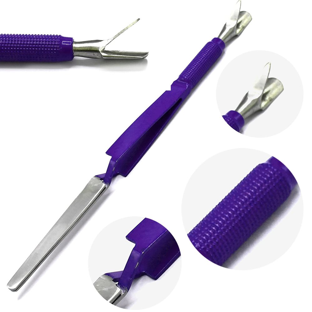 AAProTools Acrylic Nail Pincher Tool Multi Function Cuticle Pusher Tweezer Magic Wand Purple