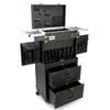 ASCASE Rolling Lockable Makeup Train Case Hairdressing Trolley Stylist Beauty Salon Cosmetic Luggage Travel Organizer Tool Box with Hair Dryer Holder view 2