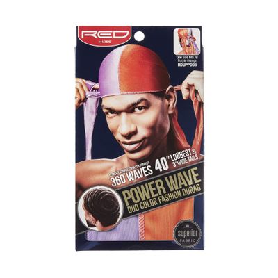 Red by Kiss POWER WAVE DUO COLOR FASHION SATIN Durag (Purple Orange)