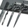 7.0 Inches Professional hair cutting thinning scissors set with razor (Black) view 1