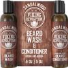 Viking Revolution Beard Wash & Beard Conditioner Set w/Argan & Jojoba Oils - Softens & Strengthens - Natural Beard Shampoo w/Beard Oil Sandalwood (5oz) view 1