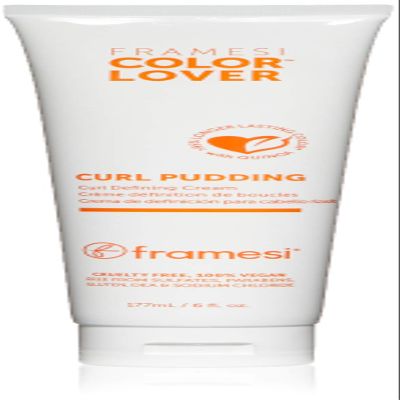 FRAMESI Curly Hair Care | Color Lover Curl Pudding Styling Cream, Curl Defining Cream | Separates Curls | Tames Frizz | 6 fl oz | Vegan | Color Treated Hair